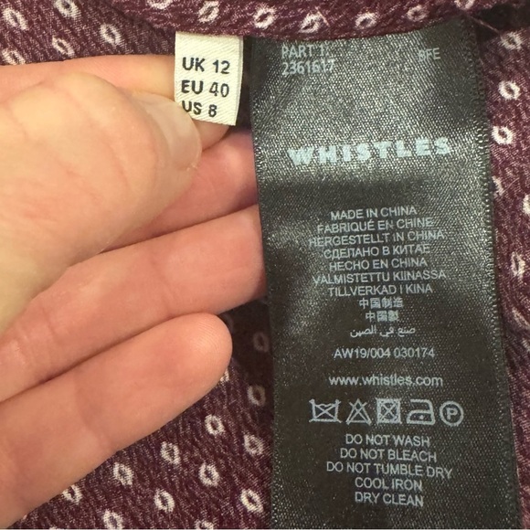 Whistles Burgundy Jazmin Spot Mini Dress Size 8 Like New - Picture 7 of 11